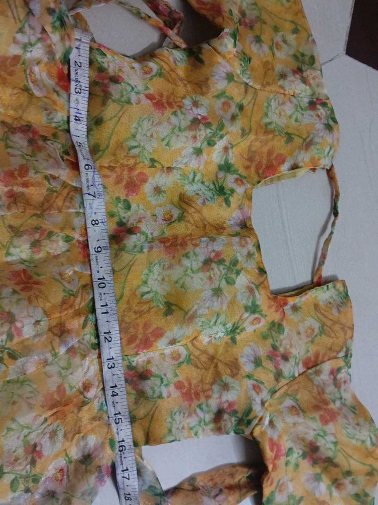 floral print organza kurta