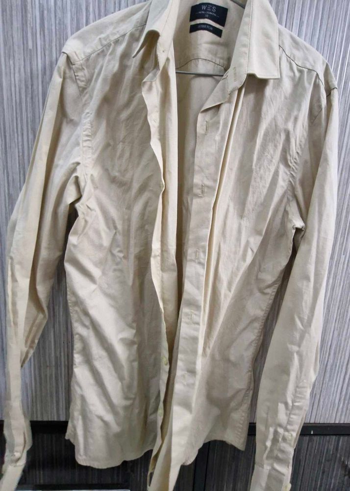 Men's Beige Long Sleeve Shirt