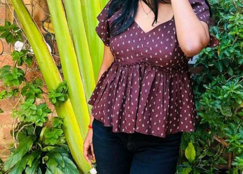 Stylish Peplum Top with Polka Dots