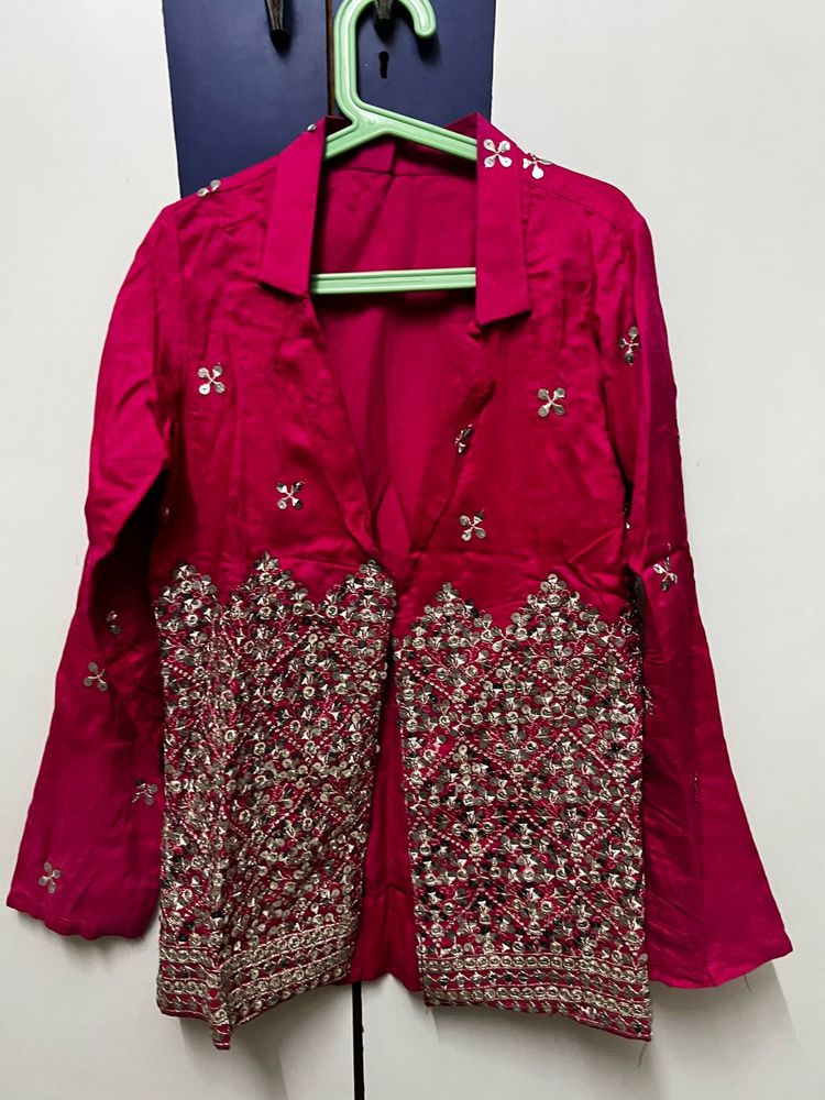 Pink Embellished Indian Blazer