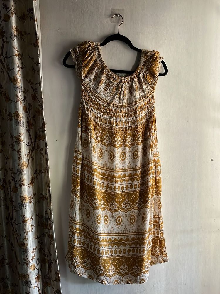 Boho Print Off-Shoulder Dress