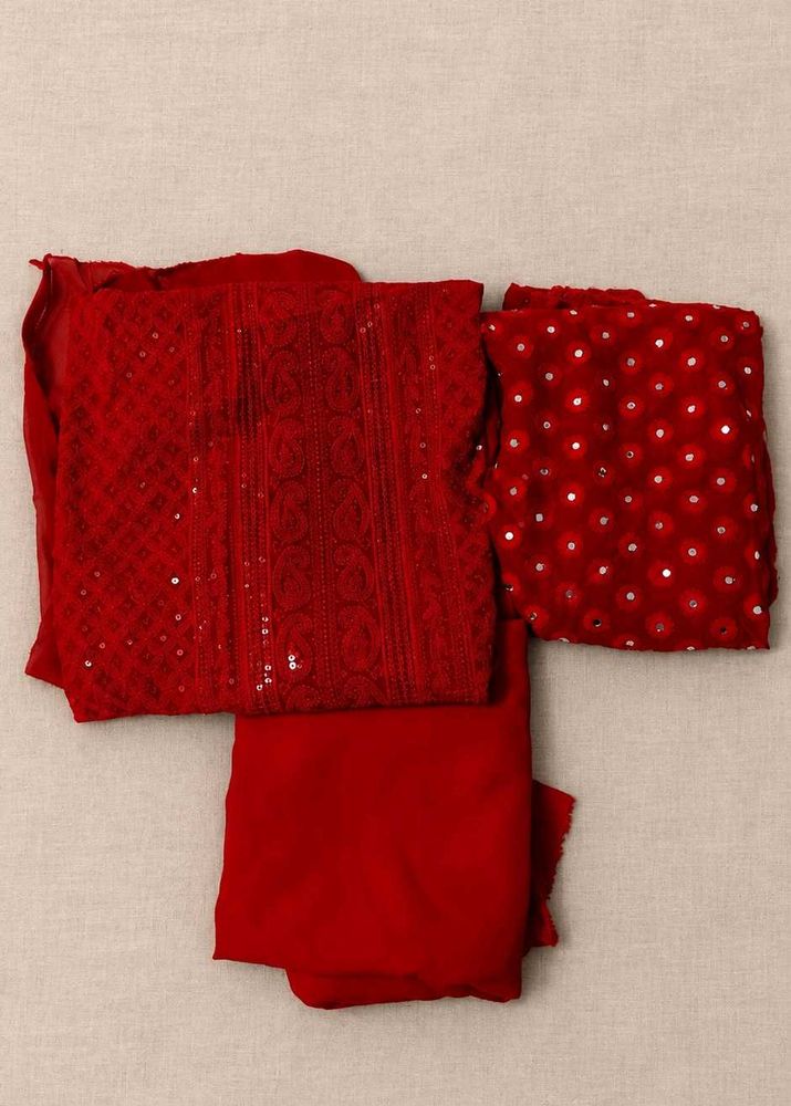 Rust orange material with Sequins and mirror