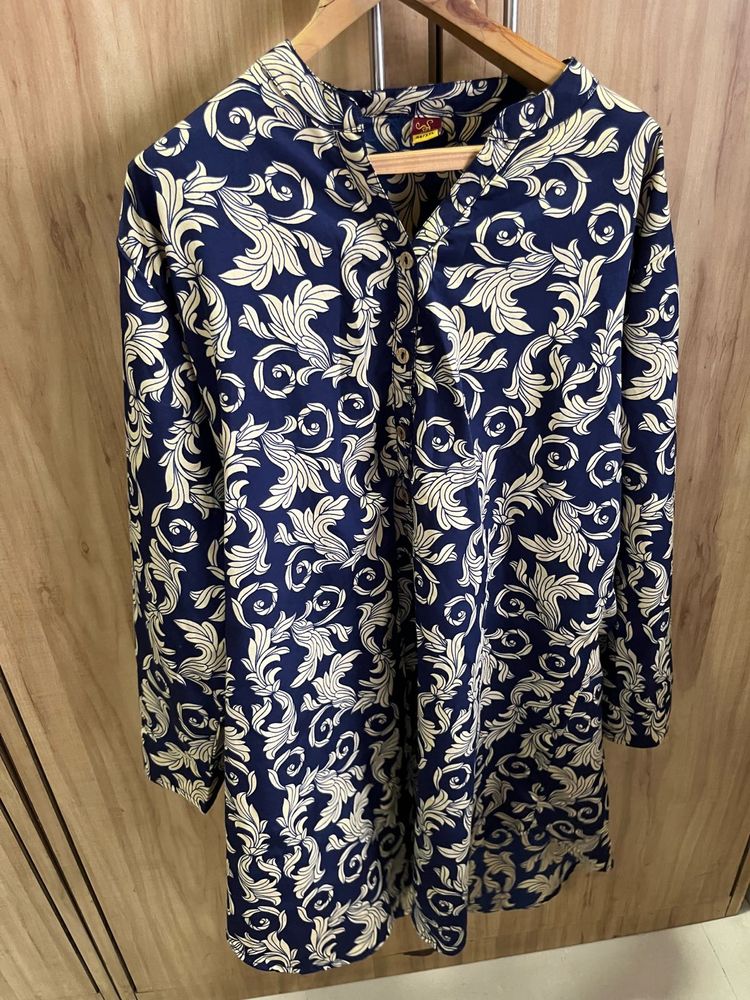 Navy Blue Floral Top