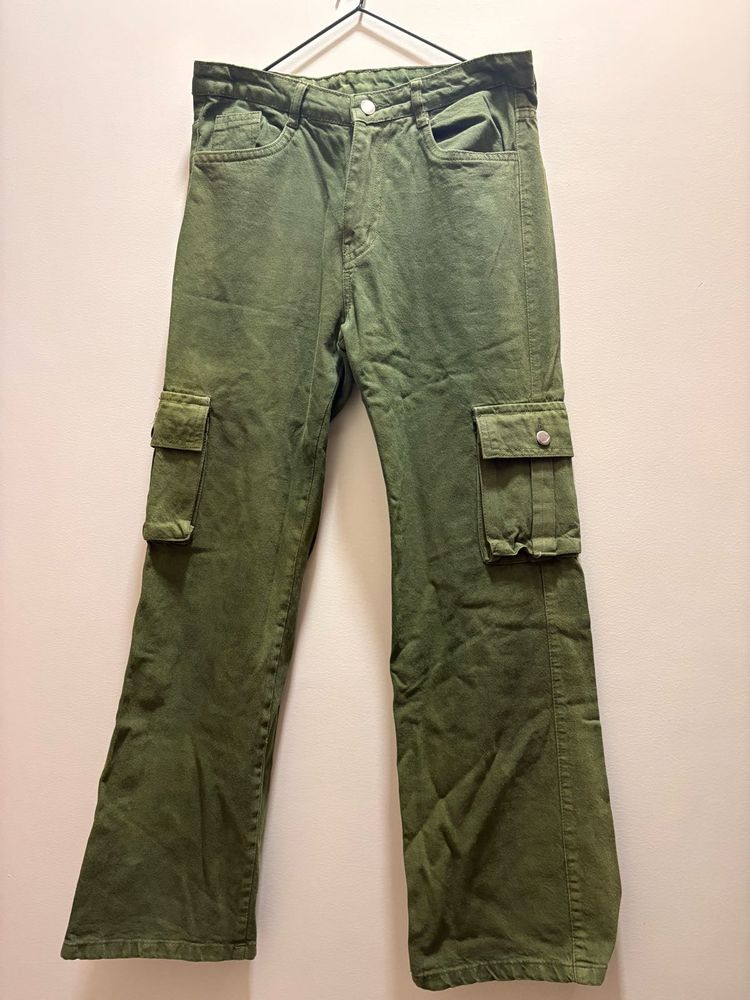 Green denim Cargo Pants