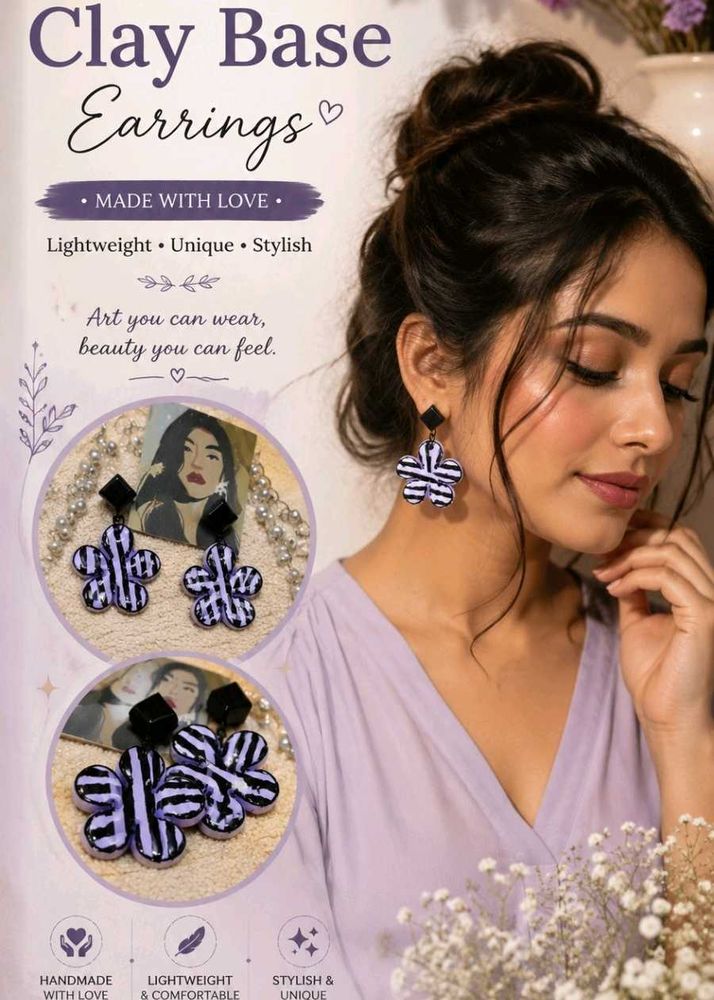 Handmade Clay Flower Earrings