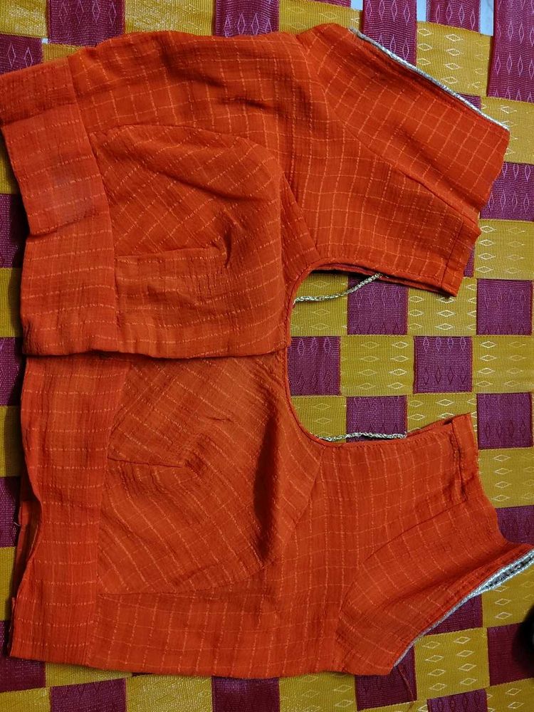 Orange Checked Blouse