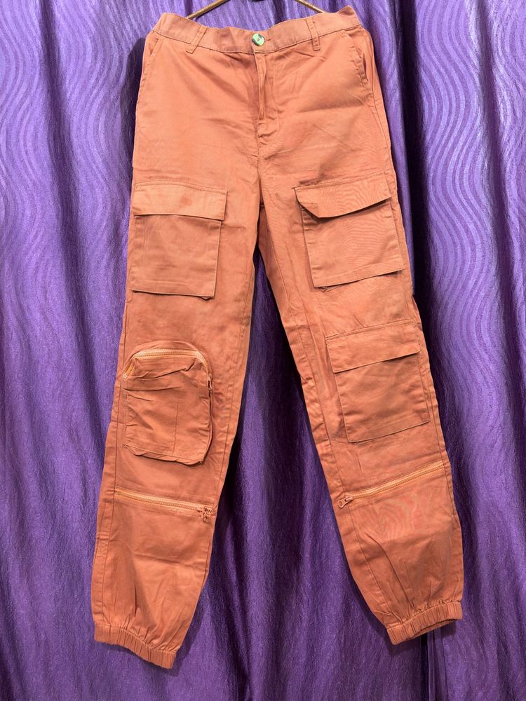 Trendy Rust woven Cargo Pants