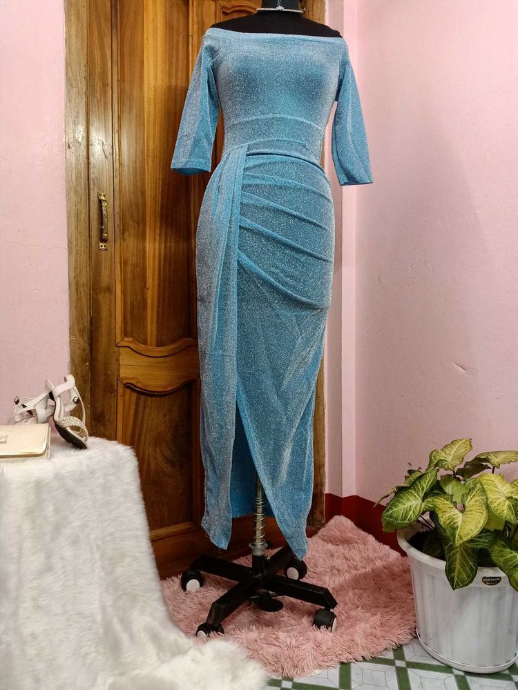 💙Sparkling Blue Off-Shoulder Dress💙