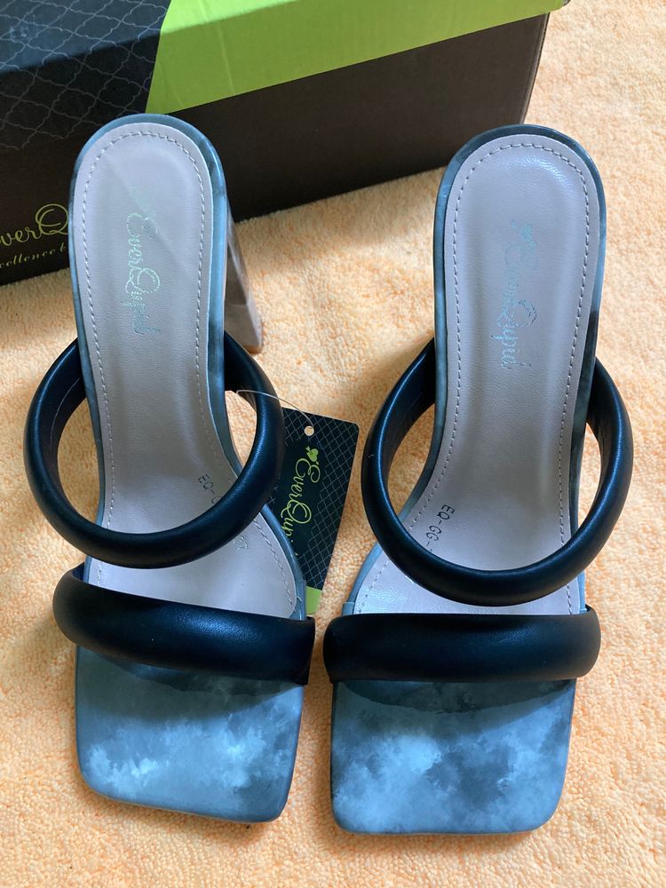 Chic Black Heeled Sandals Without Box