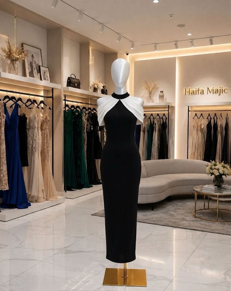 Elegant Black &amp; White Maxi Dress