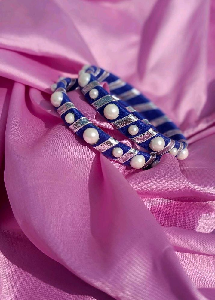 Blue Striped Pearl Bangles