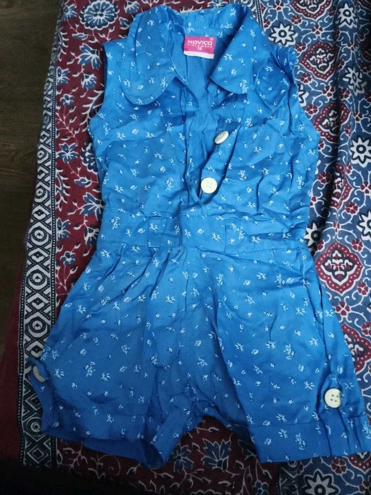 Blue Floral Romper for Girls