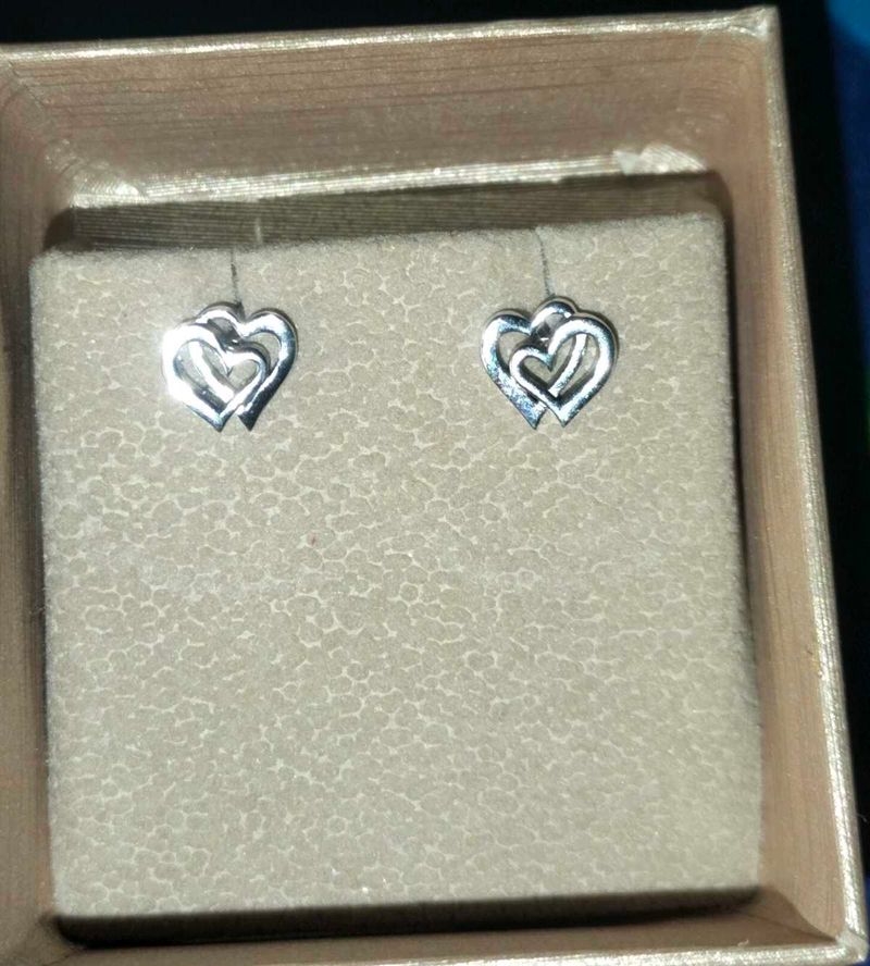 Cute 92.5 Silver Heart Stud Earrings