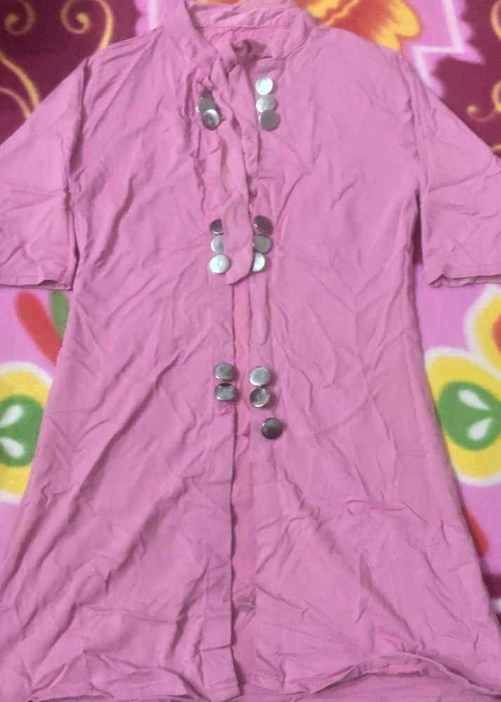 Pink Button-Down Top