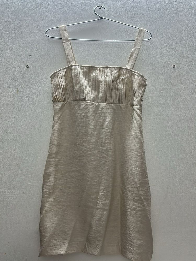 Sleek Beige Mini Dress