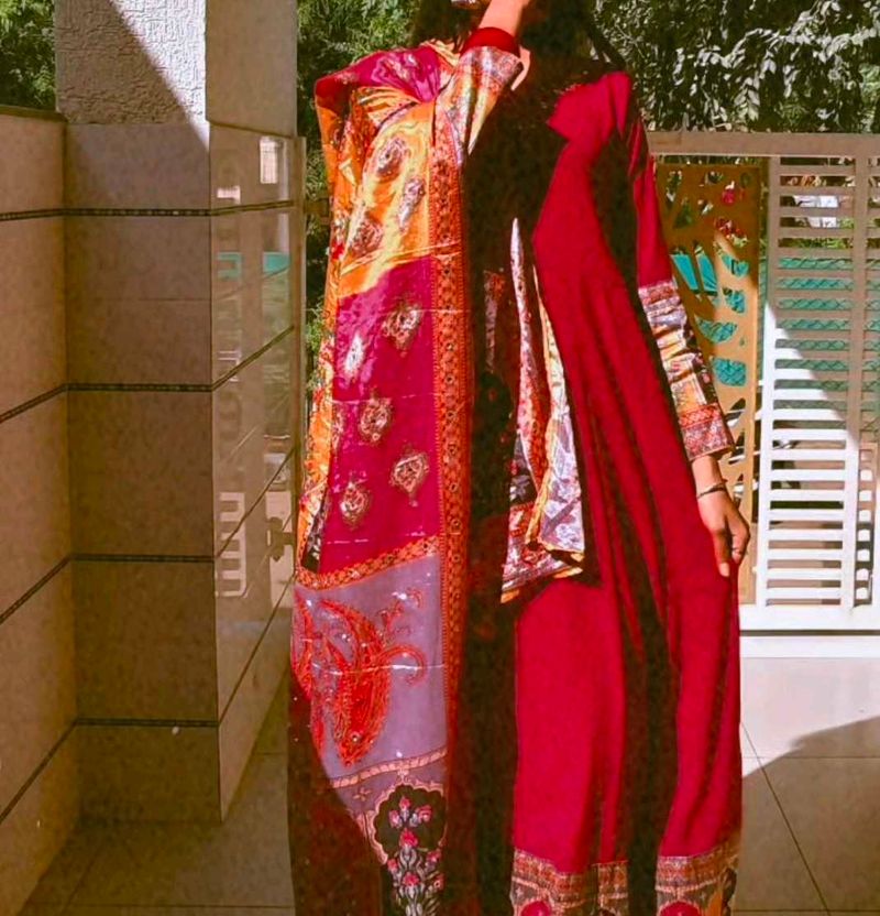 Elegant Red Ethnic Gown