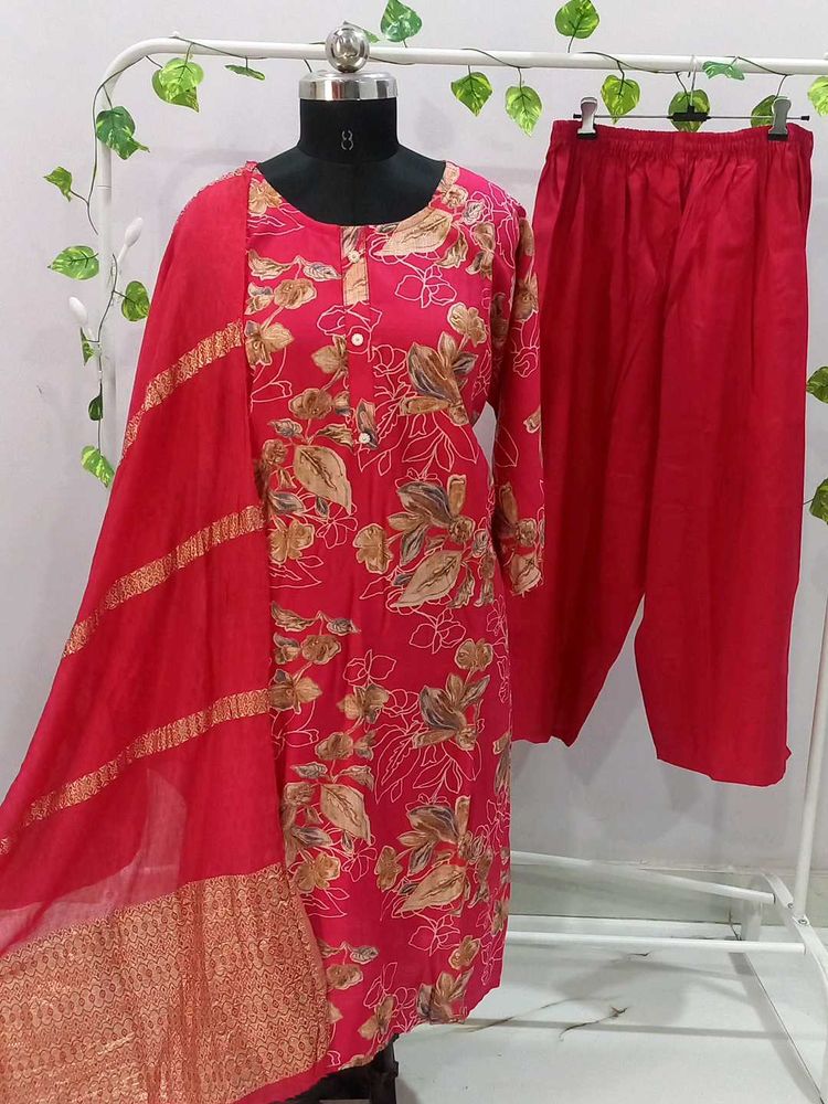 Hot Pink Banarasi Suit Set