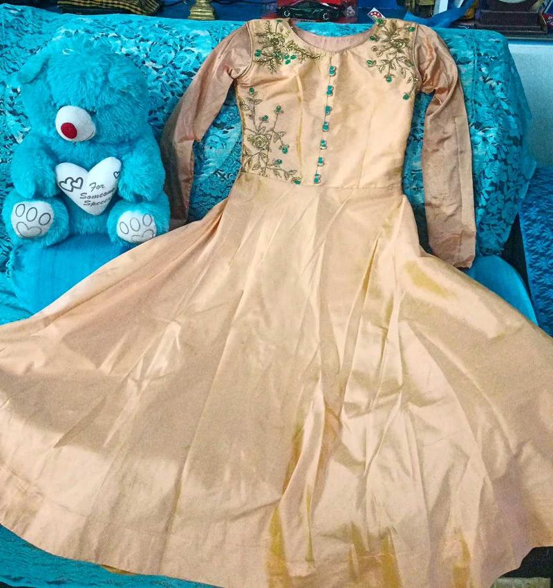 Elegant Peach Embroidered Anarkali