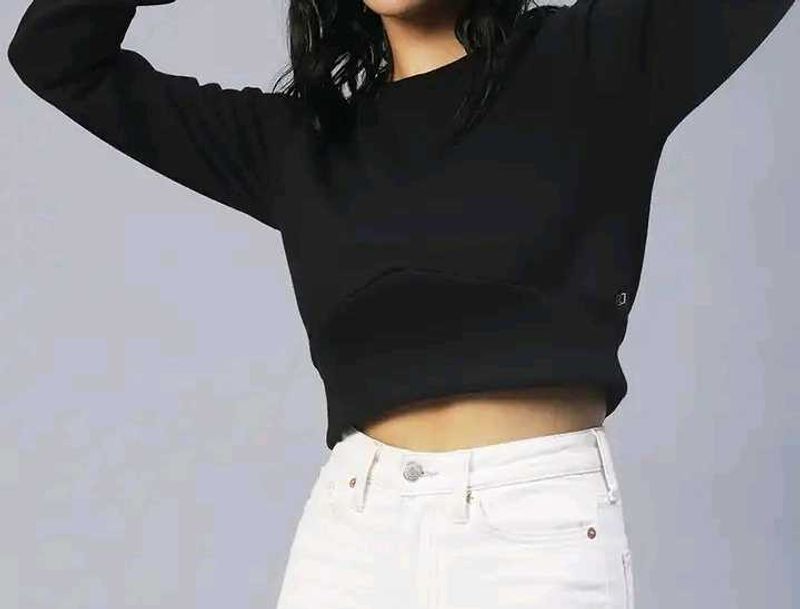 Black Cropped Sweatshirt