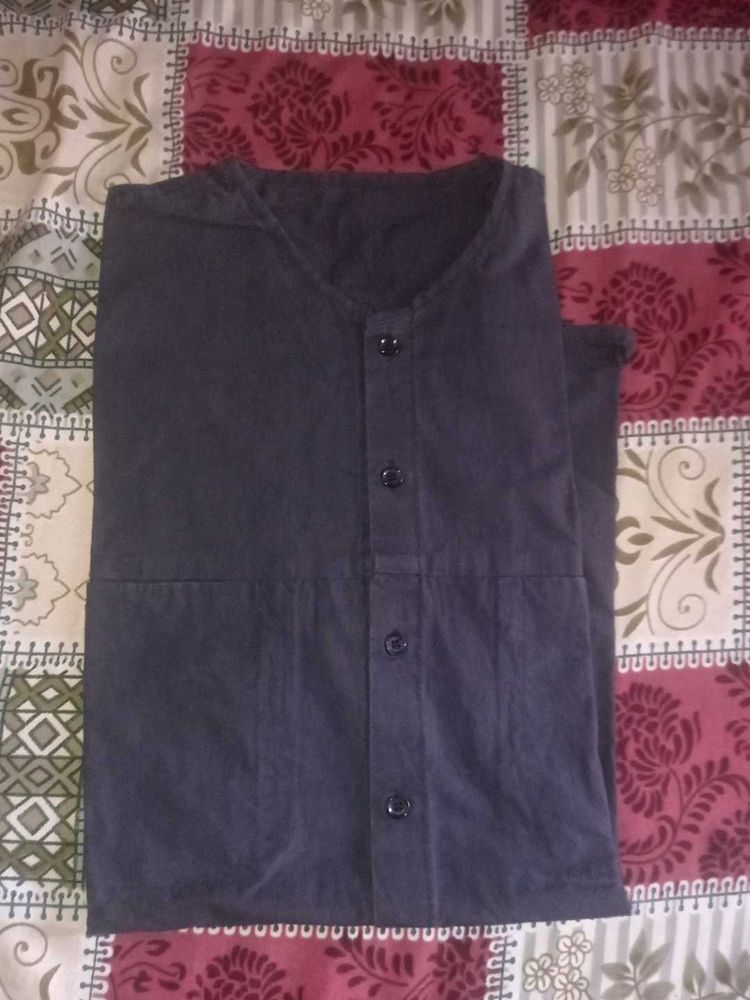 Men's Dark Blue Button-Up Shirt