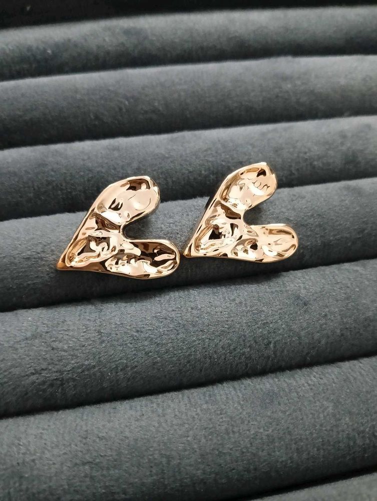 Gold Heart Statement Earrings