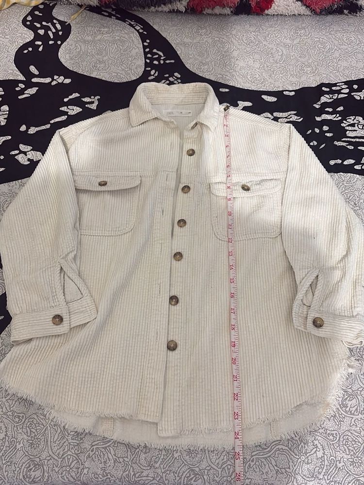 Cream Corduroy Oversized Shacket