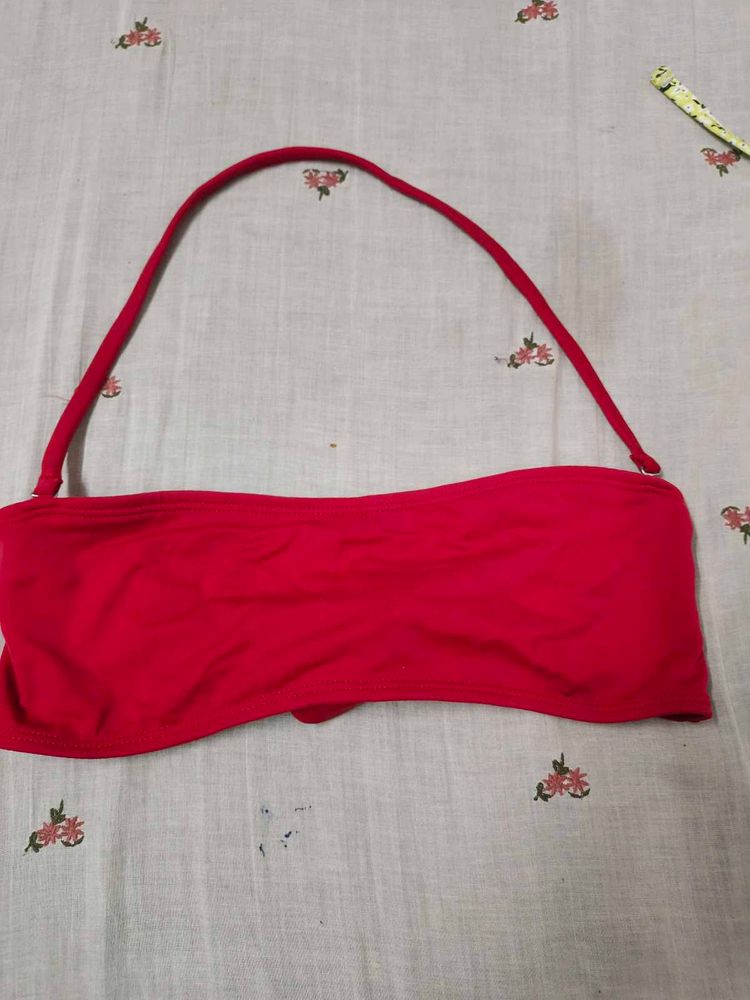 Red Strapless Bikini Top