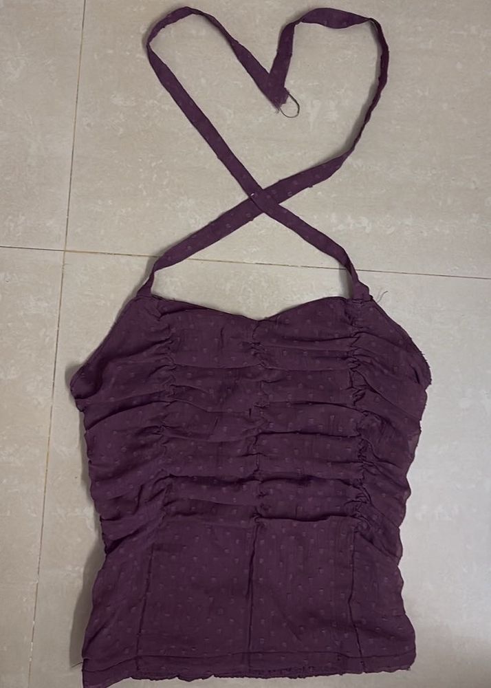 Sheer Ruched Halter Top