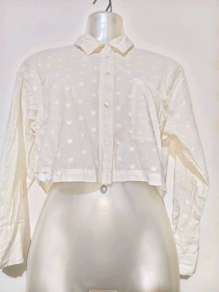 white heart Crop shirt