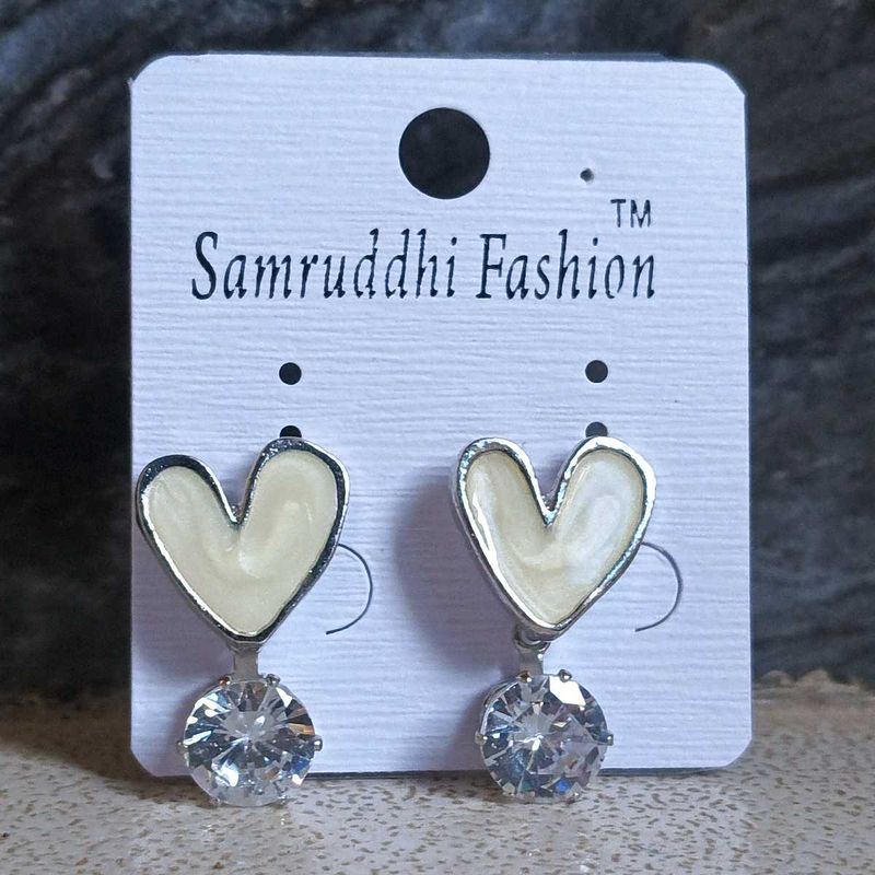 Crystal Drop Heart Studs