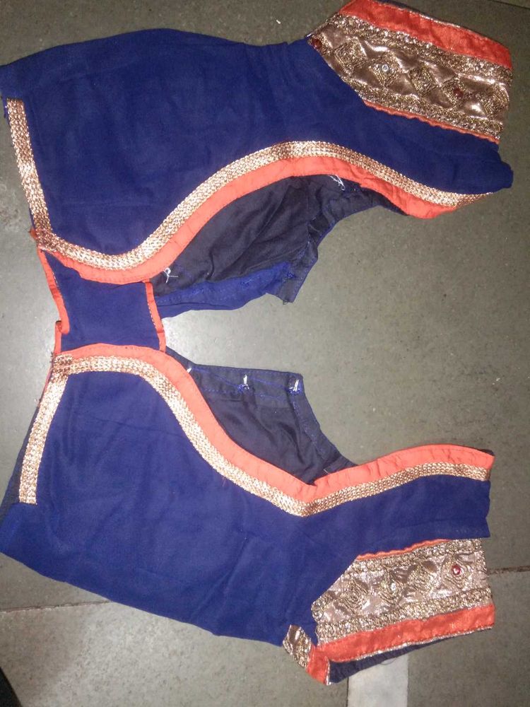 Designer Blue &amp; Coral Blouse