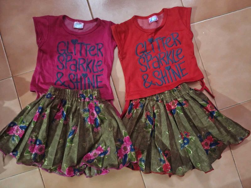 girls elegant skirt set of 2