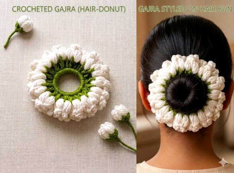 Handmade Crocheted Gajra Hair Donut