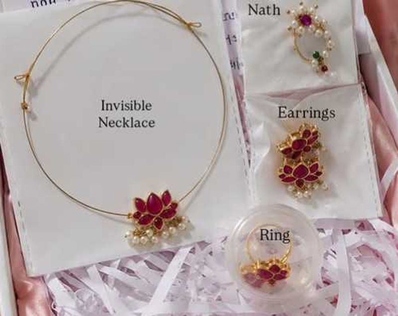 Indian Ethnic Jewelry Set - Necklace, Earrings &amp; R