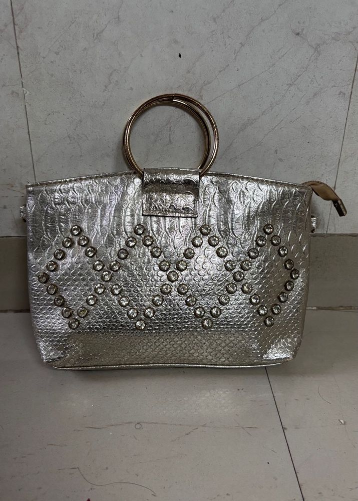 Sparkly Silver Clutch Bag