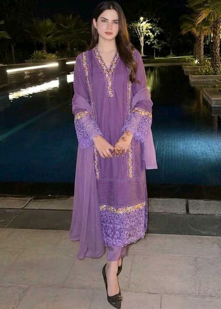 Elegant purple kurta set