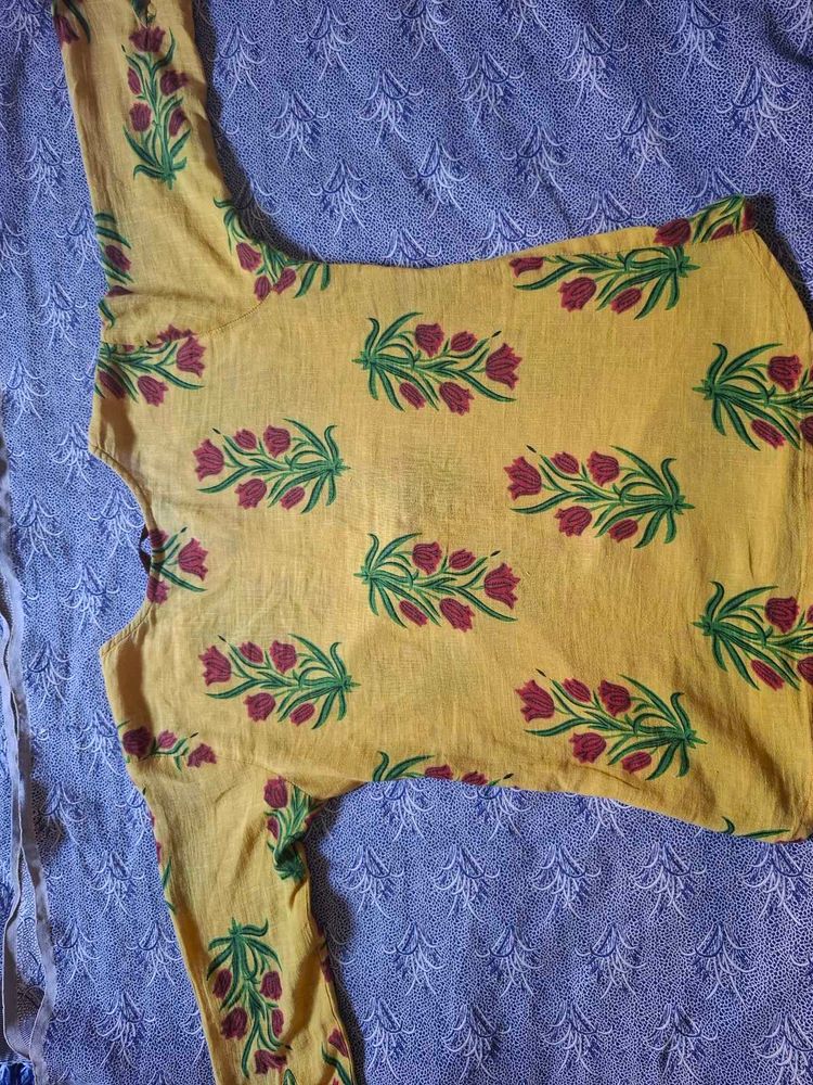 Yellow Floral Print Kurta