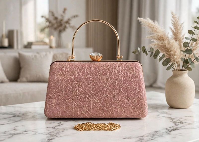 Elegant Pink Evening Clutch Bag