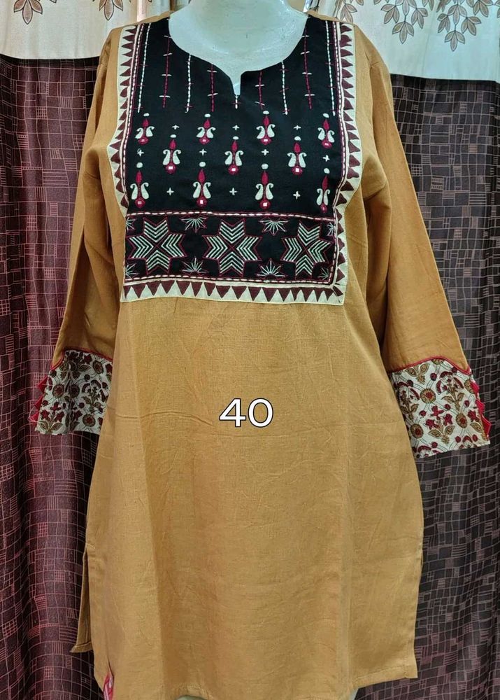 New hand Embroidered cotton short Kurta or tops