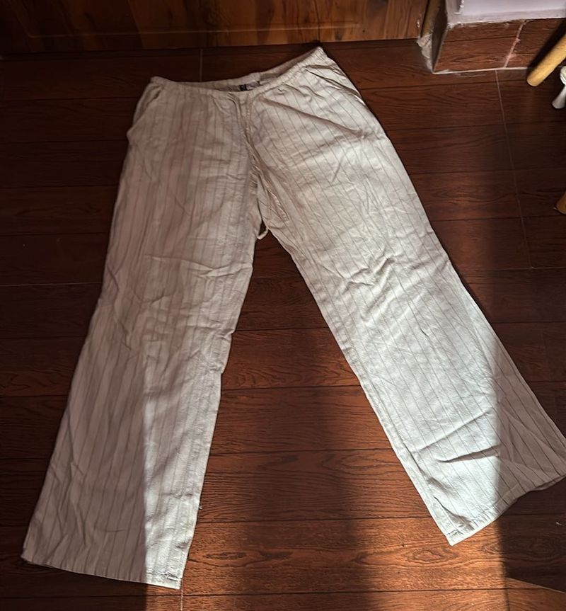 Striped Wide Leg linen trouser