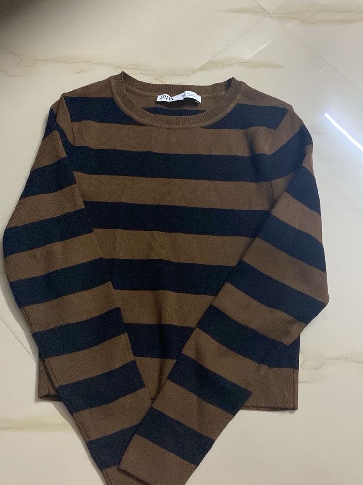 ZARA Striped Long Sleeve Top