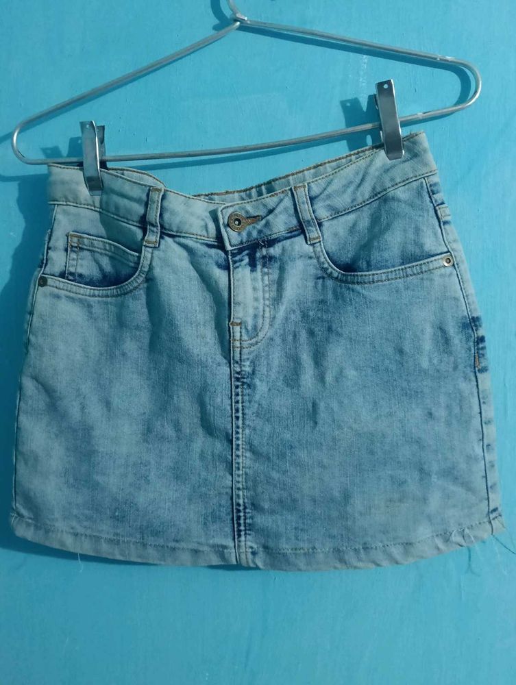 Light Wash Denim Mini Skirt