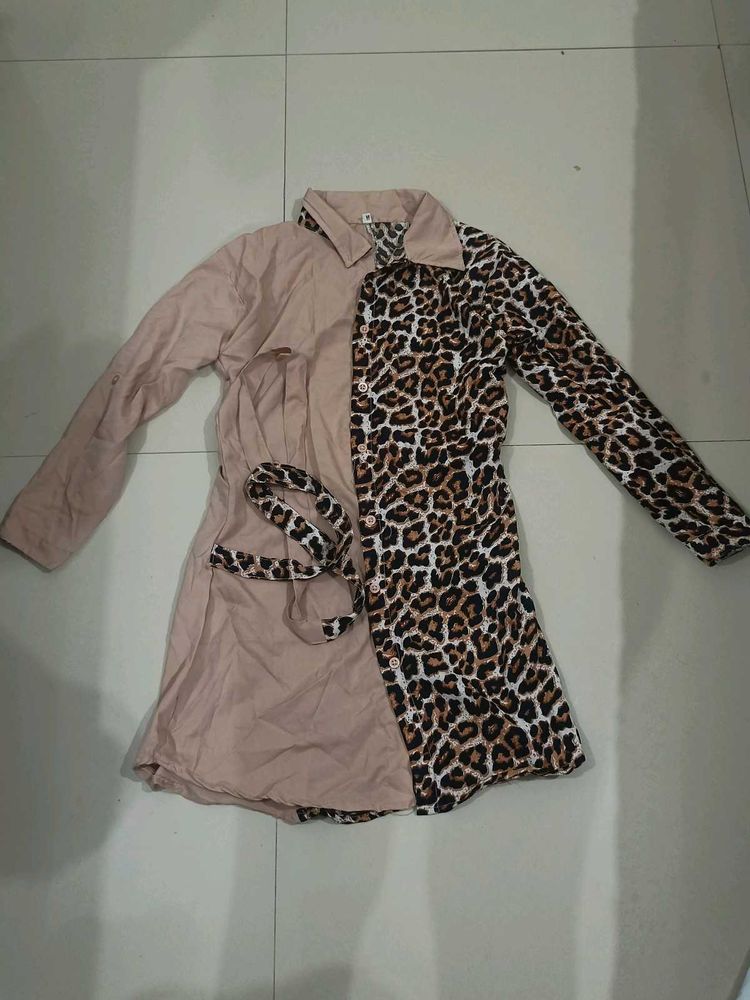 Two-Tone Leopard Print Shirt