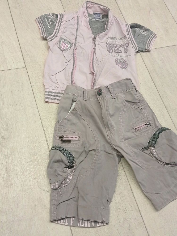 T-shirt with jacket n short set