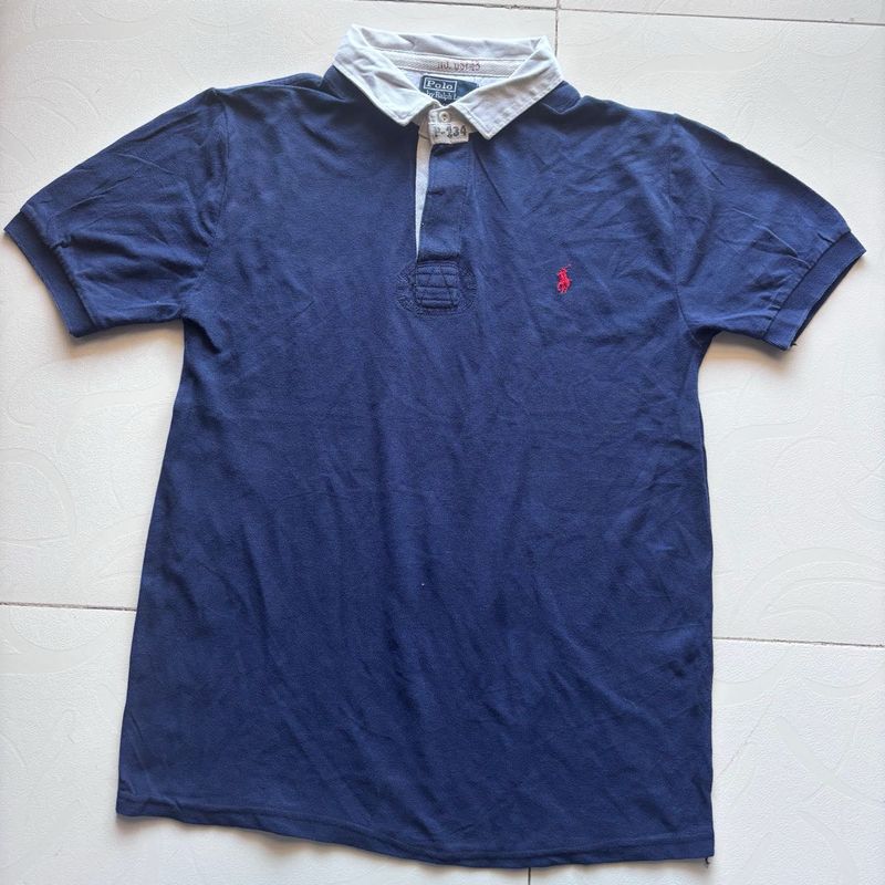 RALPH LAUREN Men's Blue Polo Shirt with Red Pony L