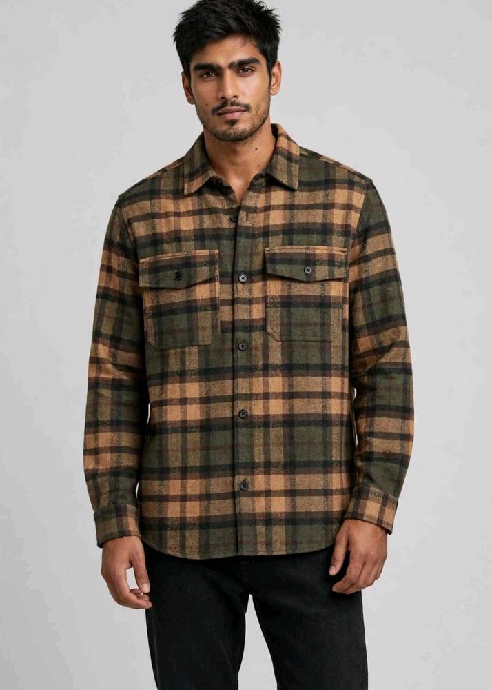 H&amp;M Oversized Plaid Flannel Overshirt