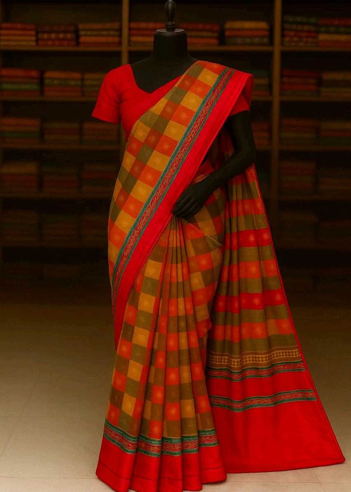 🇳🇿💫💗 Multicolour Elegant Checked Saree