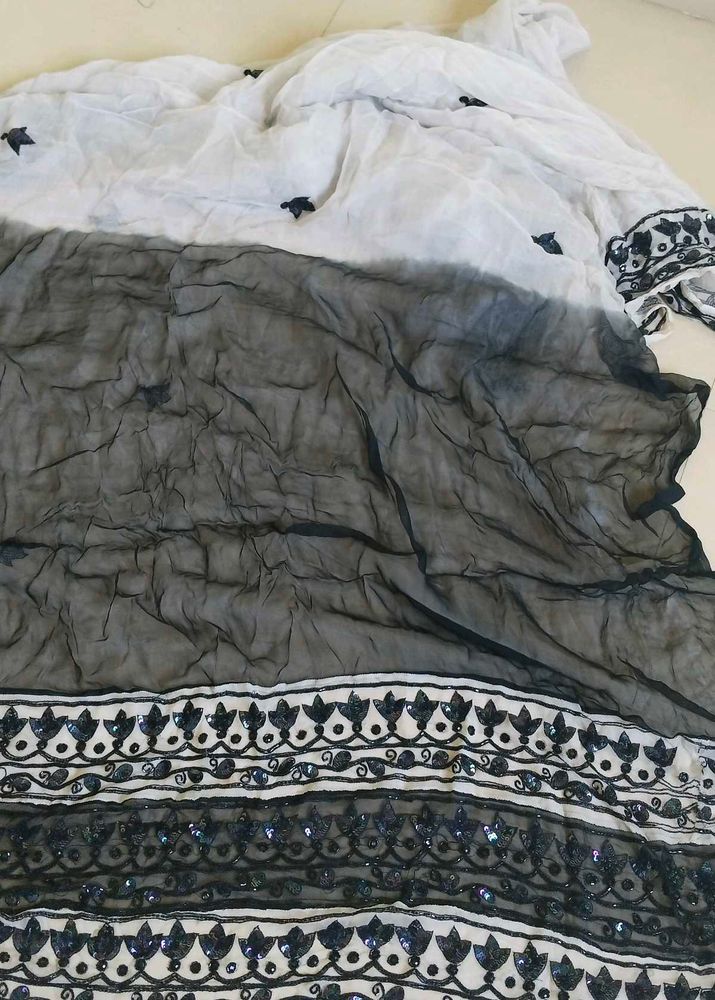 classic black and grey embellish saree