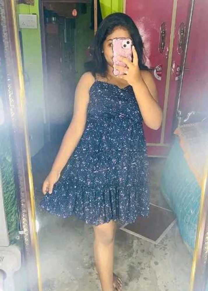 Chic Navy Floral Print Mini Dress