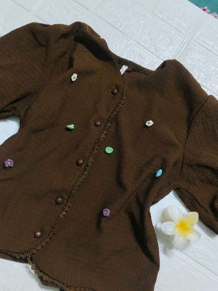 coffee brown cue top